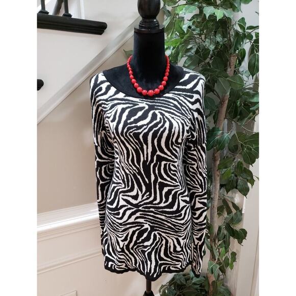 Est. 1946 Womens Black Animal Print Cotton Round Neck Long Sleeve Sweater Large - Picture 1 of 12